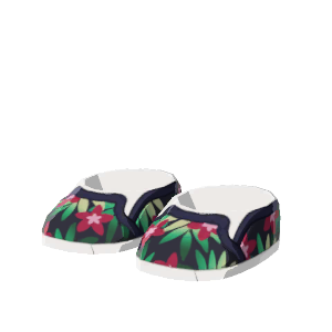 Botanical-print slip-ons