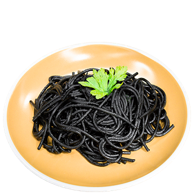 Squid-ink spaghetti